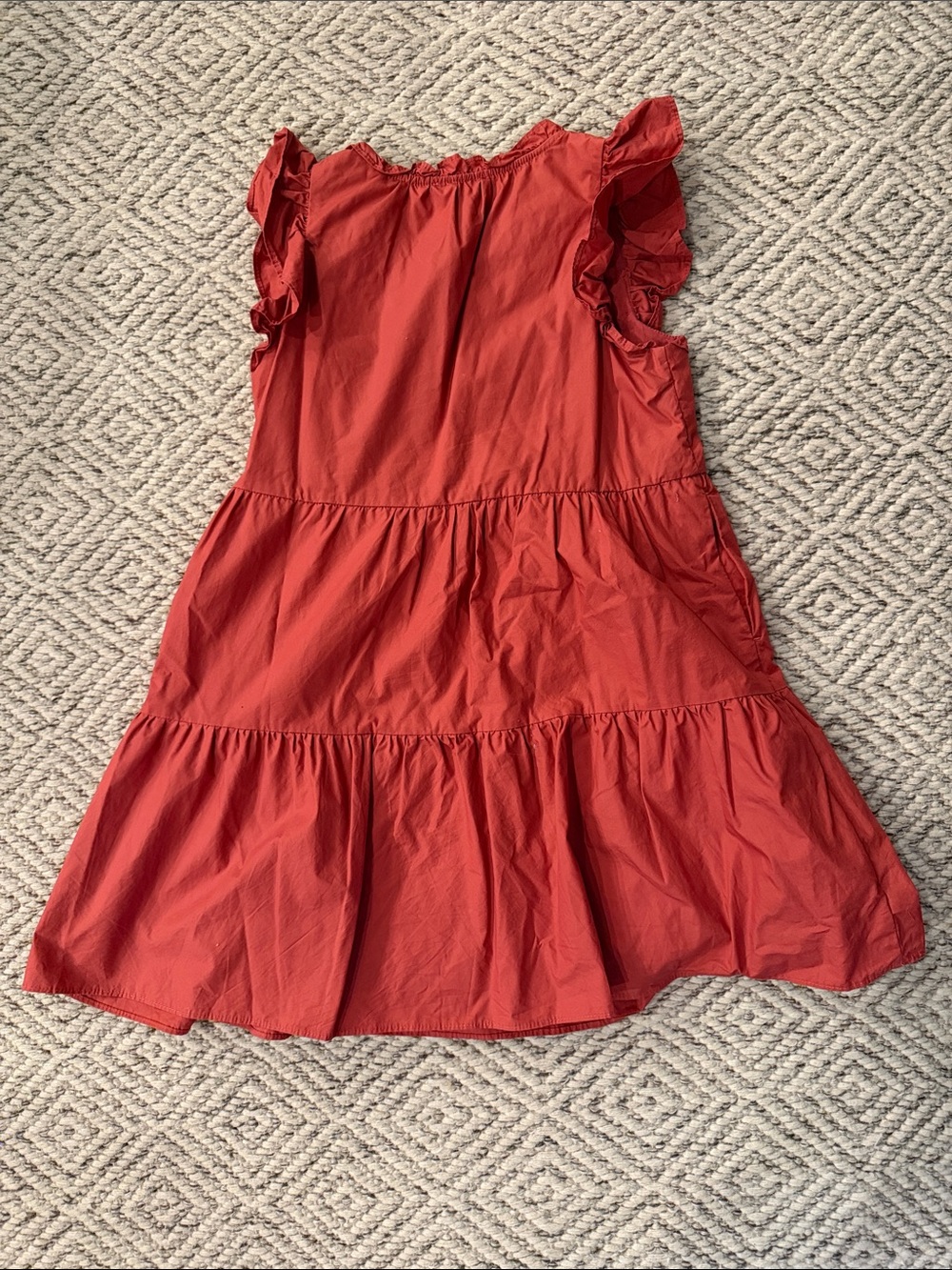Girls Ruffle Tiered Casual Dress - Rust Red - Picture 3 of 3